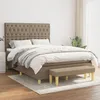 Image de vidaXL Lit Ã  sommier tapissier avec matelas Taupe 140x190 cm Tissu