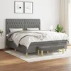 Image de vidaXL Sommier à lattes de lit avec matelas Gris foncé 180x200cm Tissu
