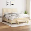 Image de vidaXL Lit à sommier tapissier avec matelas Crème 160x200 cm Tissu