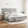 Image de vidaXL Sommier à lattes de lit avec matelas Gris clair 200x200cm Tissu3137501