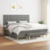 Image de vidaXL Lit à sommier tapissier avec matelas Gris foncé 200x200cm Tissu