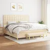 Image de vidaXL Lit à sommier tapissier avec matelas Crème 200x200 cm Tissu