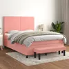 Image de vidaXL Sommier à lattes de lit avec matelas Rose 140x190 cm Velours