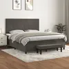 Image de vidaXL Sommier à lattes de lit et matelas Gris foncé 160x200cm Velours
