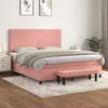 Image de vidaXL Sommier à lattes de lit avec matelas Rose 160x200 cm Velours