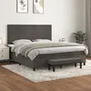 Image de vidaXL Sommier à lattes de lit et matelas Gris foncé 180x200cm Velours