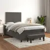 Image de vidaXL Sommier à lattes de lit et matelas Gris foncé 120x200cm Velours
