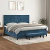 Image de vidaXL Sommier à lattes de lit et matelas Bleu foncé 200x200cm Velours
