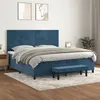 Image de vidaXL Sommier à lattes de lit et matelas Bleu foncé 200x200cm Velours