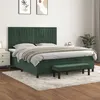 Image de vidaXL Sommier à lattes de lit et matelas Vert foncé 180x200cm Velours