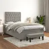 Image de vidaXL Sommier à lattes de lit et matelas Gris clair 120x200cm Velours
