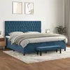Image de vidaXL Sommier à lattes de lit et matelas Bleu foncé 200x200cm Velours