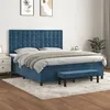 Image de vidaXL Sommier à lattes de lit et matelas Bleu foncé 160x200cm Velours