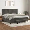 Image de vidaXL Sommier à lattes de lit et matelas Gris foncé 200x200cm Velours
