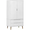 Image de vidaXL Garde-Robe Molde Blanc 90x55x175 Cm Bois Massif De Pin Vidaxl Vidaxl
