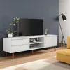 Image de vidaXL Meuble TV MOLDE Blanc 158x40x49 cm Bois de pin massif350535