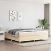 Image de vidaXL Sommier à lattes de lit avec matelas Crème 200x200 cm Tissu