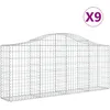 Image de vidaXL Vidaxl Paniers À Gabions Arqués 9 Pcs 200x30x80/100 Cm Fer Galvanisé