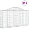Image de vidaXL Vidaxl Paniers À Gabions Arqués 15 Pcs 200x30x100/120 Cm Fer Galvanisé