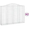 Image de vidaXL Vidaxl Paniers À Gabions Arqués 2 Pcs 200x30x140/160 Cm Fer Galvanisé