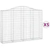 Image de vidaXL Vidaxl Paniers À Gabions Arqués 5 Pcs 200x30x140/160 Cm Fer Galvanisé