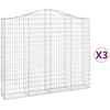 Image de vidaXL Vidaxl Paniers À Gabions Arqués 3 Pcs 200x30x160/180 Cm Fer Galvanisé