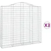 Image de vidaXL Vidaxl Paniers À Gabions Arqués 3 Pcs 200x30x180/200 Cm Fer Galvanisé