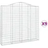 Image de vidaXL Vidaxl Paniers À Gabions Arqués 9 Pcs 200x30x180/200 Cm Fer Galvanisé