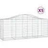 Image de vidaXL Vidaxl Paniers À Gabions Arqués 5 Pcs 200x50x80/100 Cm Fer Galvanisé