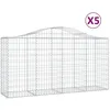 Image de vidaXL Vidaxl Paniers À Gabions Arqués 5 Pcs 200x50x100/120 Cm Fer Galvanisé