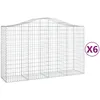 Image de vidaXL Vidaxl Paniers À Gabions Arqués 6 Pcs 200x50x120/140 Cm Fer Galvanisé