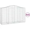 Image de vidaXL Vidaxl Paniers À Gabions Arqués 15 Pcs 200x50x120/140 Cm Fer Galvanisé