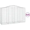 Image de vidaXL Vidaxl Paniers À Gabions Arqués 25 Pcs 200x50x120/140 Cm Fer Galvanisé