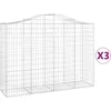 Image de vidaXL Vidaxl Paniers À Gabions Arqués 3 Pcs 200x50x140/160 Cm Fer Galvanisé