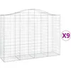Image de vidaXL Vidaxl Paniers À Gabions Arqués 9 Pcs 200x50x140/160 Cm Fer Galvanisé