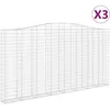 Image de vidaXL Vidaxl Paniers À Gabions Arqués 3 Pcs 400x30x200/220 Cm Fer Galvanisé
