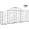 Image de vidaXL Vidaxl Paniers À Gabions Arqués 10 Pcs 200x30x80/100 Cm Fer Galvanisé