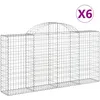 Image de vidaXL Vidaxl Paniers À Gabions Arqués 6 Pcs 200x30x100/120 Cm Fer Galvanisé
