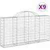 Image de Vidaxl Paniers Ã Gabions ArquÃ©s 9 Pcs 200x30x100/120 Cm Fer GalvanisÃ©