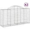 Image de vidaXL Paniers À Gabions Arqués 2 Pcs 200x50x100/120 Cm Fer Galvanisé Vidaxl Vidaxl