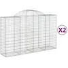 Image de vidaXL Vidaxl Paniers À Gabions Arqués 2 Pcs 200x50x120/140 Cm Fer Galvanisé