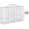 Image de vidaXL Vidaxl Paniers À Gabions Arqués 3 Pcs 200x50x120/140 Cm Fer Galvanisé