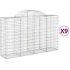 Image de vidaXL Vidaxl Paniers À Gabions Arqués 9 Pcs 200x50x120/140 Cm Fer Galvanisé