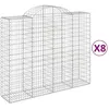 Image de vidaXL Vidaxl Paniers À Gabions Arqués 8 Pcs 200x50x160/180 Cm Fer Galvanisé