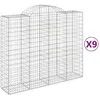 Image de vidaXL Vidaxl Paniers À Gabions Arqués 9 Pcs 200x50x160/180 Cm Fer Galvanisé