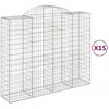 Image de vidaXL Vidaxl Paniers À Gabions Arqués 15 Pcs 200x50x160/180 Cm Fer Galvanisé