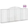 Image de vidaXL Paniers À Gabions Arqués 3 Pcs 300x30x120/140 Cm Fer Galvanisé Vidaxl Vidaxl