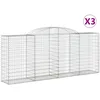 Image de vidaXL Vidaxl Paniers À Gabions Arqués 3 Pcs 300x50x120/140 Cm Fer Galvanisé