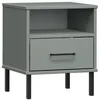 Image de vidaXL Table de chevet avec pieds en mÃ©tal Gris Bois pin massif OSLO