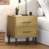 Image de vidaXL Table de chevet avec pieds en métal Marron Bois pin massif OSLO350973